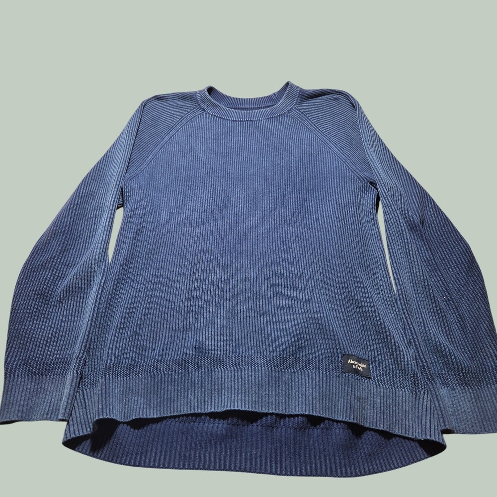 Abercrombie & Fitch Mens Blue Baggy Ribbed Raglan Crew Neck Sweater Large
